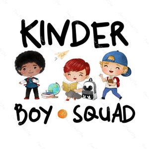 KINDER Boy Squad, Kindergarten, Friends, School, Education, Teacher, Student, Instant Digital Download Clipart, 300 dpi, PNG Graphic