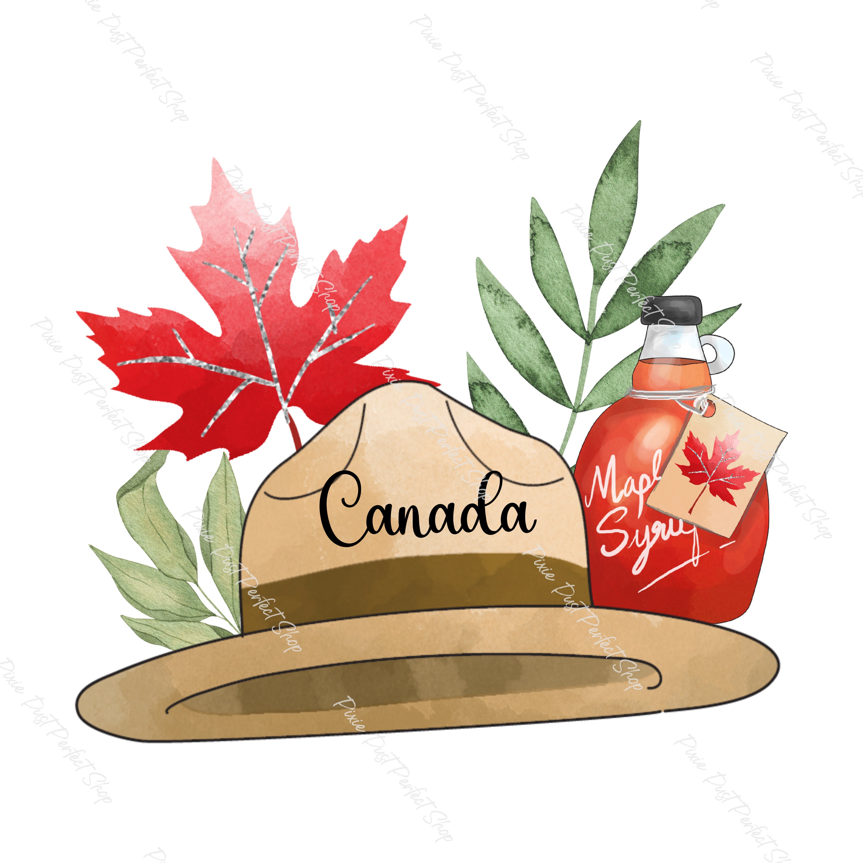 Canada Day, Hat, Maple Syrup, Maple Leaf, Canadian, Flag, Celebrate, July  1st, Instant Digital Download Clipart, 300 dpi, PNG Graphic