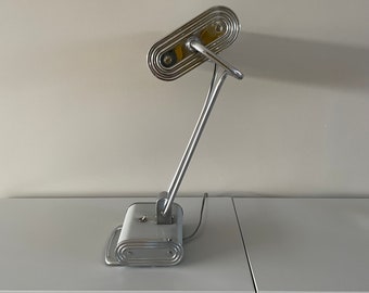 Vintage lamp Eileen Gray Jumo N71 chrome grey | vintage design lamp | banker lamp vintage | vintage lamp | MCM lamp | unique lamp.