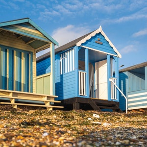 Southend-on-Sea, Essex Grüße / Grußkarte / Foto Kunstdruck: ‚Beach Huts, Thorpe Bay‘