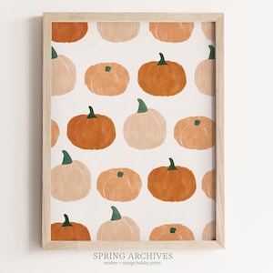 Kürbis Muster Druckbare Kunstdruck, Halloween Digital Download, Herbst wandkunst, moderne Herbst Home Dekor