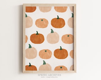 Pumpkin Pattern Printable Art Print, Halloween Digital Download, Autumnal Wall Art, Modern Fall Home Decor