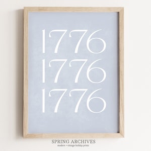 1776 Patriotic Printable Wall Art, July 4th Art Print Downloadable, Fourth of July Home Decor Instant Download, Minimalist Wall Decor