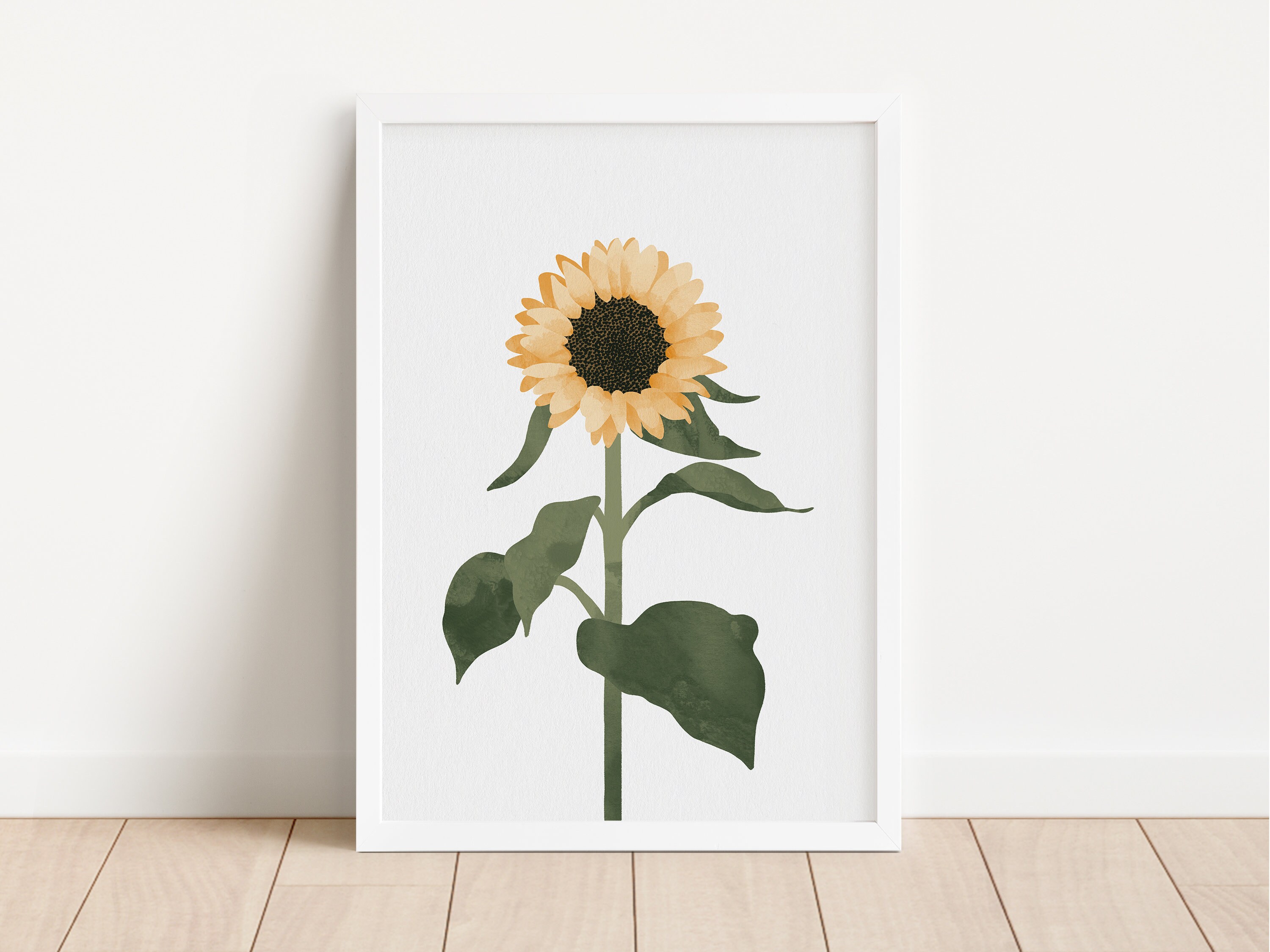 Sunflower Printable Wall Art, Floral Summer Home Decor, Watercolor ...
