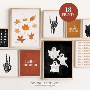 Halloween Printable Gallery Wall Art Bundle, Set von 18 Print at Home Herbst Art Prints, minimalistischer Herbst Digital Download Home Decor