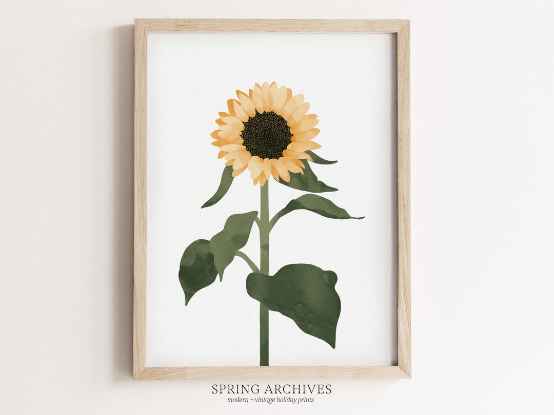 Sunflower Printable Wall Art, Floral Summer Home Decor, Watercolor ...
