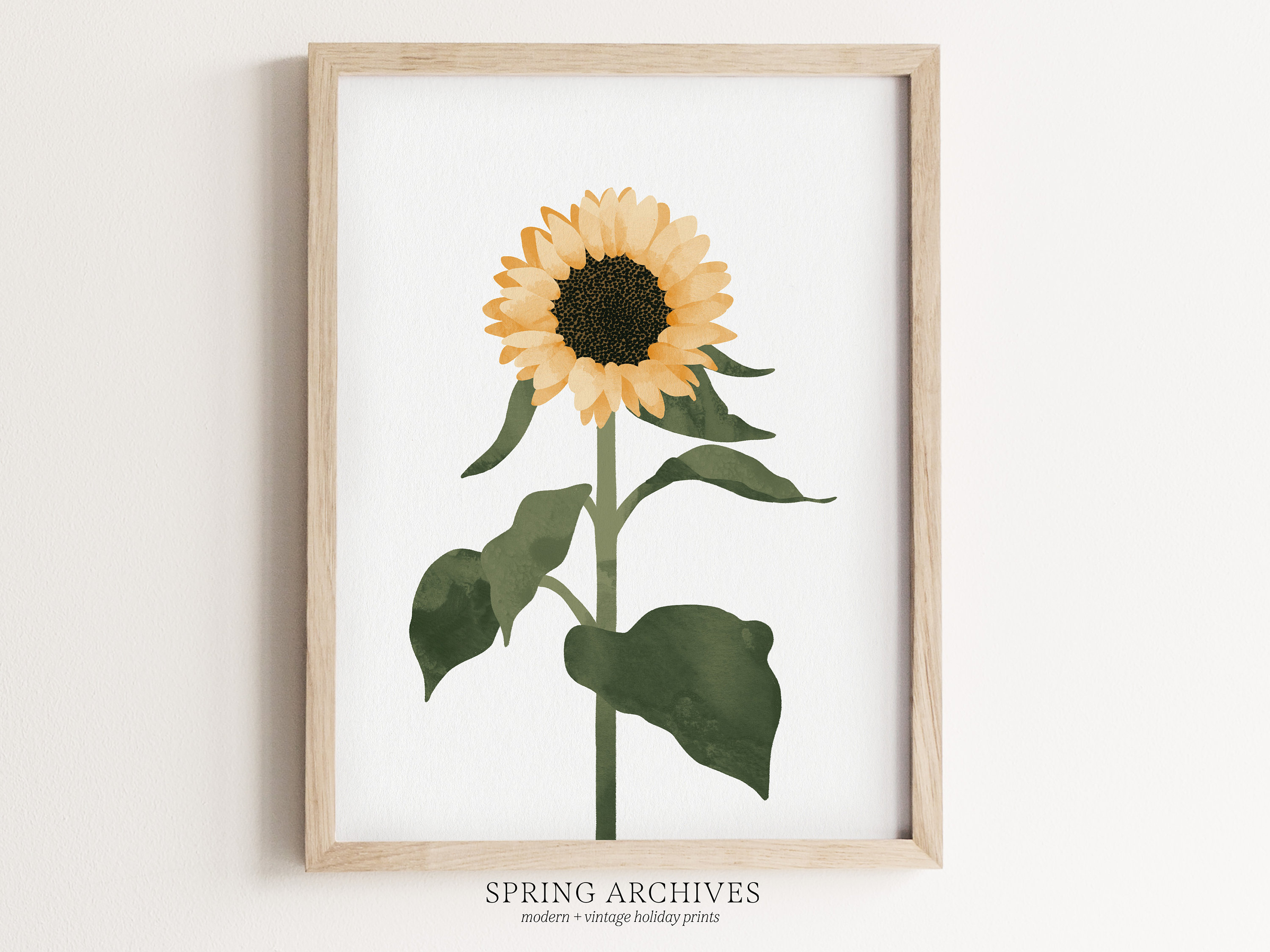Sunflower Printable Wall Art, Floral Summer Home Decor, Watercolor ...