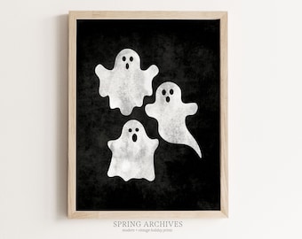 Ghosts Printable Wall Art, Halloween Art Print Téléchargeable, Minimalist Home Decor Instant Download, Spooky Bedroom Wall Decor