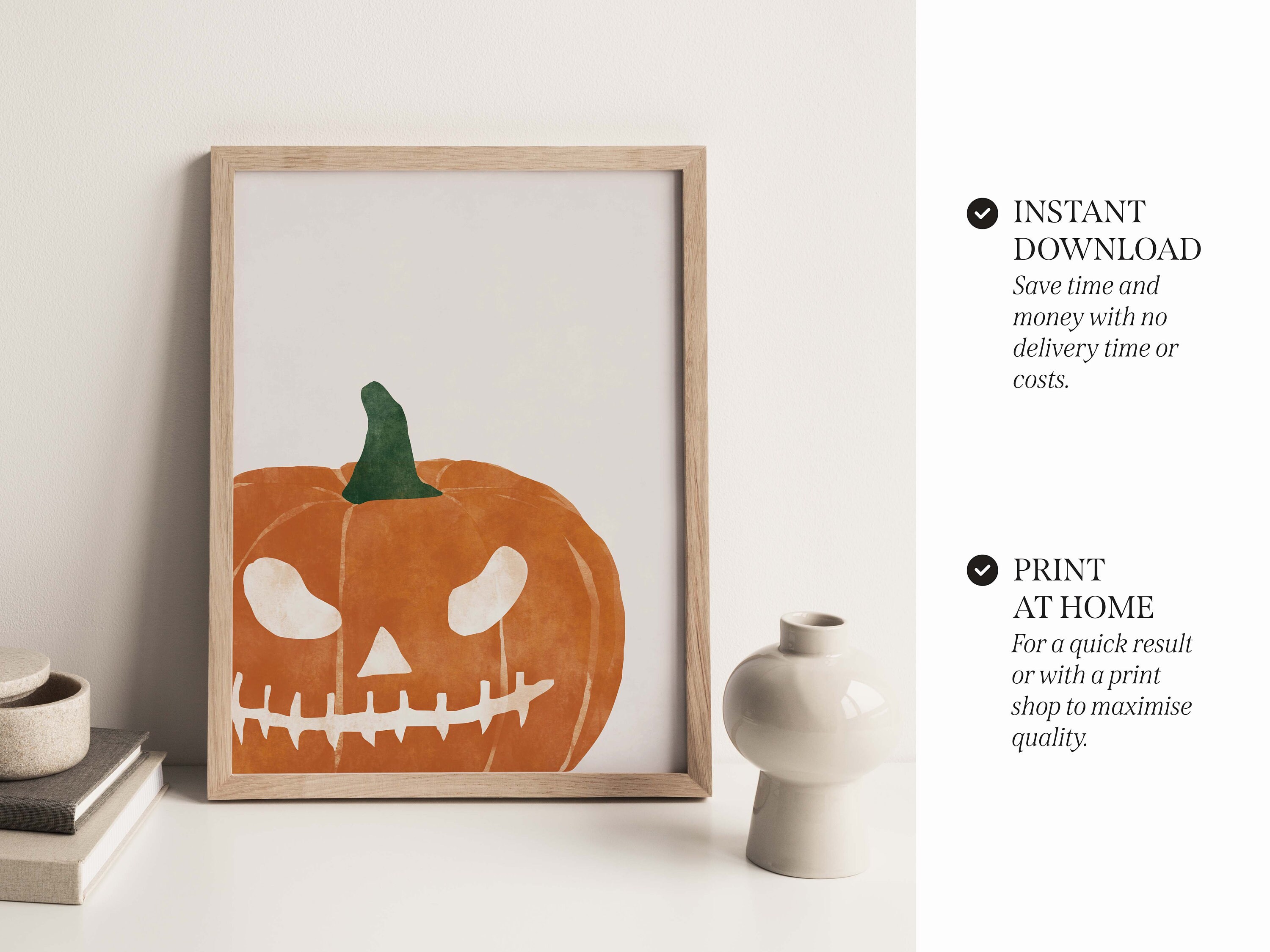 Halloween Pumpkin Printable Art Print, Jack O Lantern Wall Art Instant ...