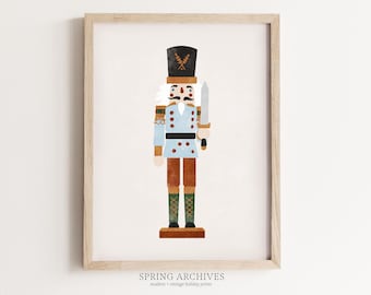 Nutcracker Printable Wall Art, Christmas Art Print Downloadable, Minimalist Home Decor Instant Download, Festive Bedroom Wall Decor