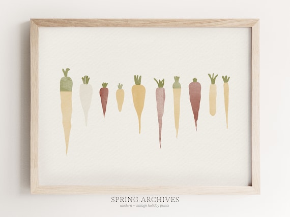 Carrots Printable Wall Art, Warm Colors Easter Art Print Downloadable, Spring Home Decor Instant Download, Rustic Kitchen Wall Decor