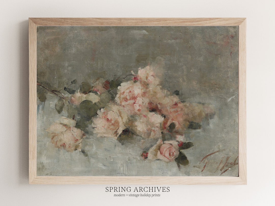 PRINTABLE Vintage Roses Neutral Art Print, Valentines Day Wall Art ...