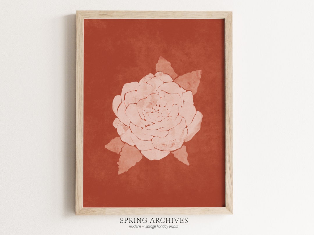 PRINTABLE Red Rose Art Print, Valentines Day Wall Art, Colorful ...