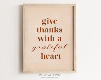 Give Thanks Printable Wall Art, Simple Fall Instant Download, Thanksgiving Quote Home Decor, Typography Print