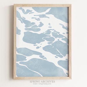 Waves Printable Wall Art, Summer Art Digital Download, Pastel Blue DIY Home Decorations, Abstract Modern Art Prints