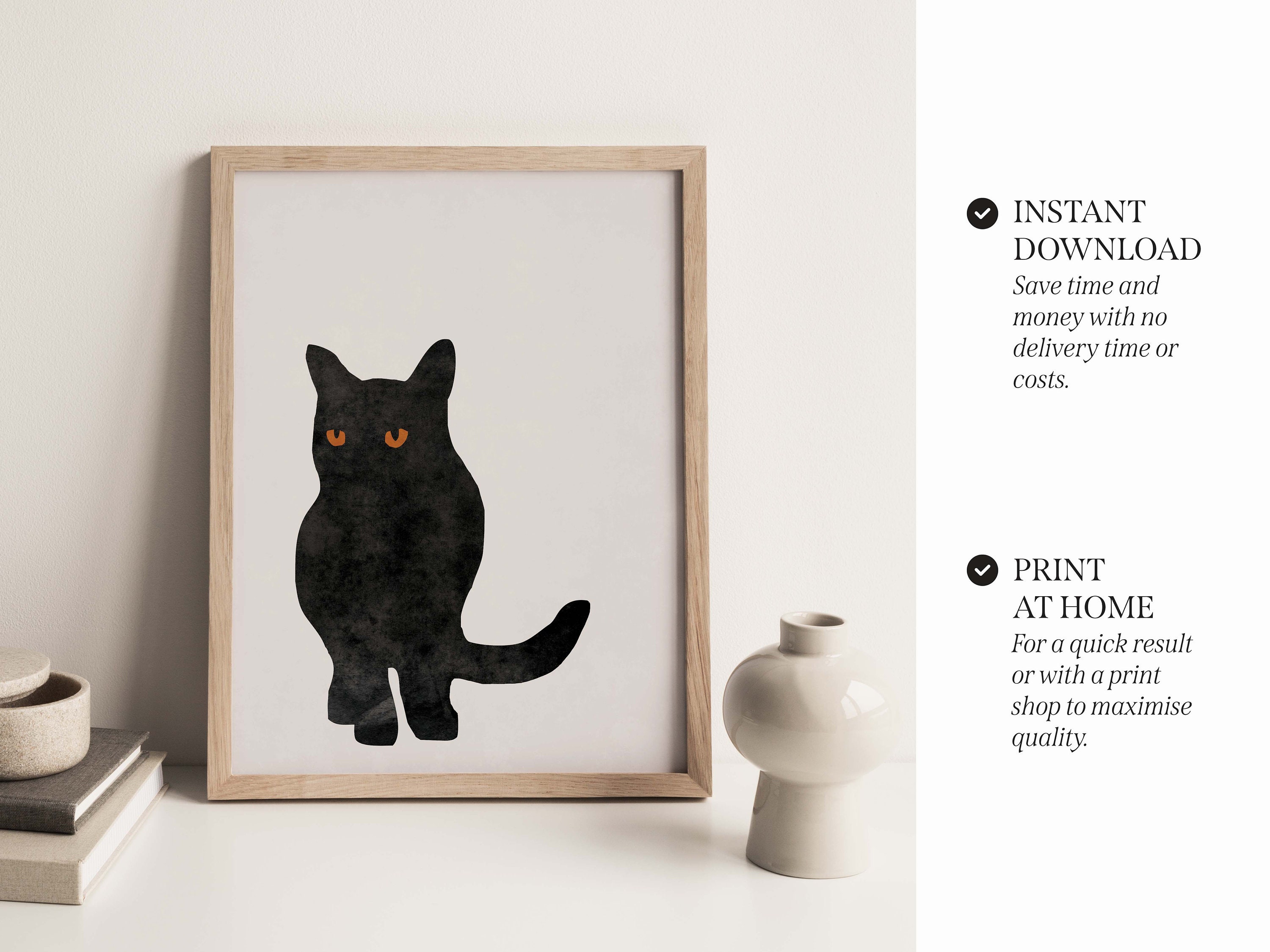 Black Cat Printable Wall Art Halloween Print at Home Poster - Etsy