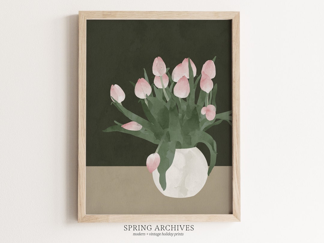 Tulip Bouquet Printable Wall Art, Spring Art Digital Download, Tulips ...