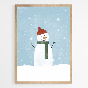 PRINTABLE Snowman Minimalist Art Print Print at Home Festive Decorations Digital Cute Instant Download Holiday Wall Art Xmas Printables