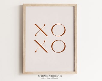 PRINTABLE XOXO Word Art Print, Minimalist Valentines Day Art Print, Wall Art Instant Download, Simple Galentines Home Decor