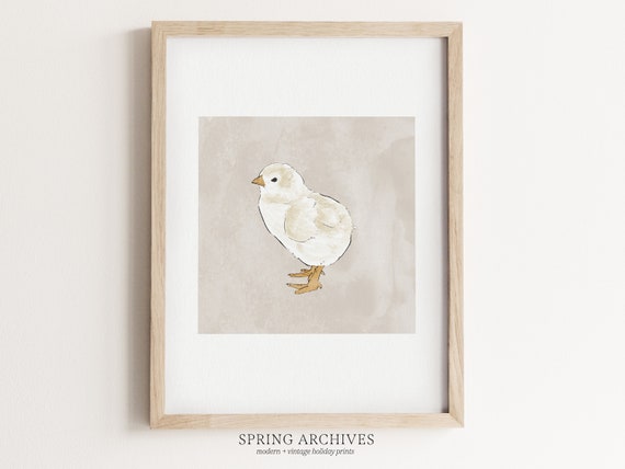Chick Drawing Printable Art Print, Easter Wall Art Instant Download, March April Home Decor, Animal Illustration Print