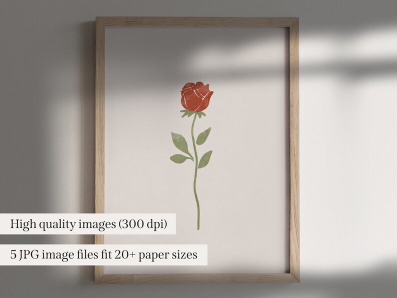 PRINTABLE Rose Art Print Valentines Day Wall Art Scandi | Etsy
