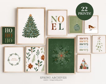 Christmas Printable Gallery Wall Art Mega Bundle, Set van 22 Xmas Art Prints, Feestelijk Home Decor, Kerst Digitale Download
