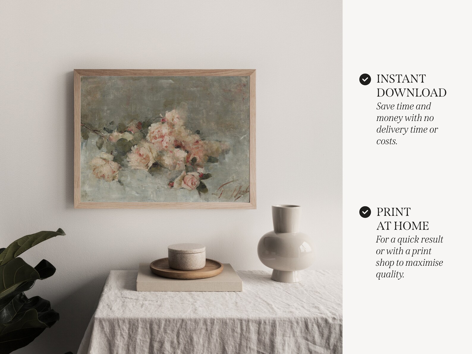 PRINTABLE Vintage Roses Neutral Art Print, Valentines Day Wall Art ...