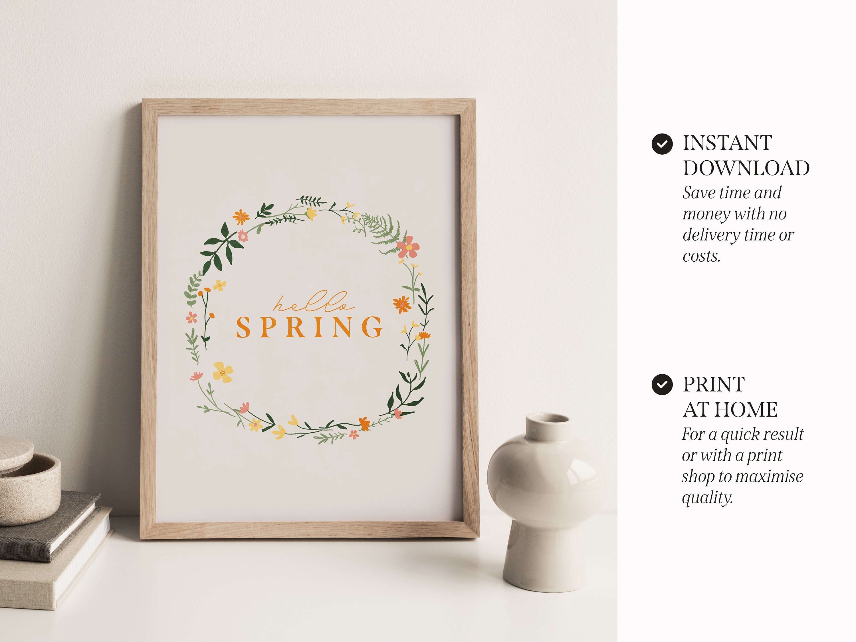 Printable Hello Spring Hello Spring Printable Art Print Easter Instant Download Home - Etsy