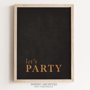 Let&#39;s Party Printable Wall Art, Simple NYE Instant Download, New Year&#39;s Eve Quote Home Decor, Typography Print