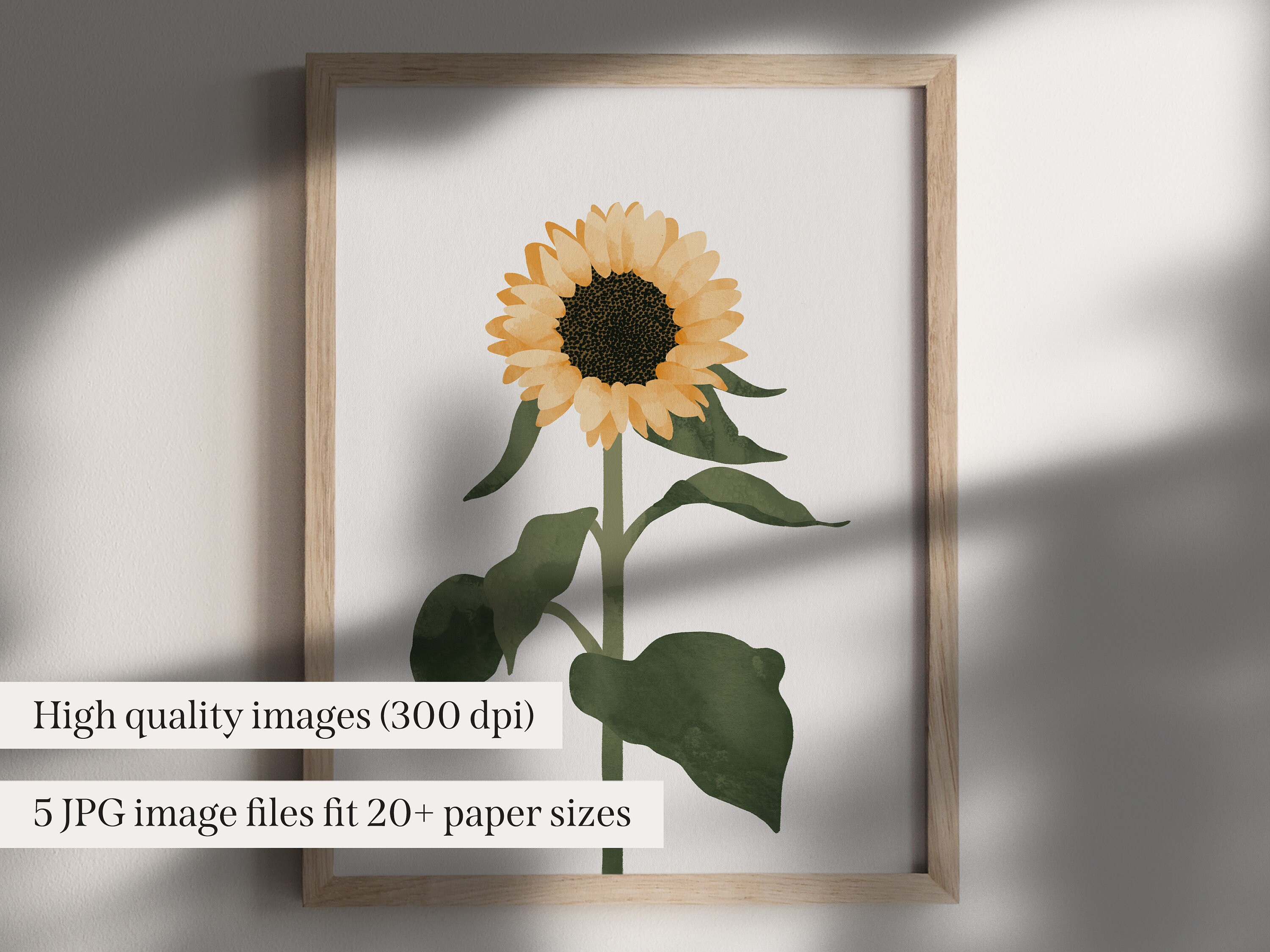 Sunflower Printable Wall Art, Floral Summer Home Decor, Watercolor ...