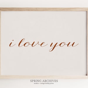PRINTABLE I Love You Word Art Print, Valentines Day Wall Art, Minimalist Valentines Home Decor, Simple Romantic Digital Download
