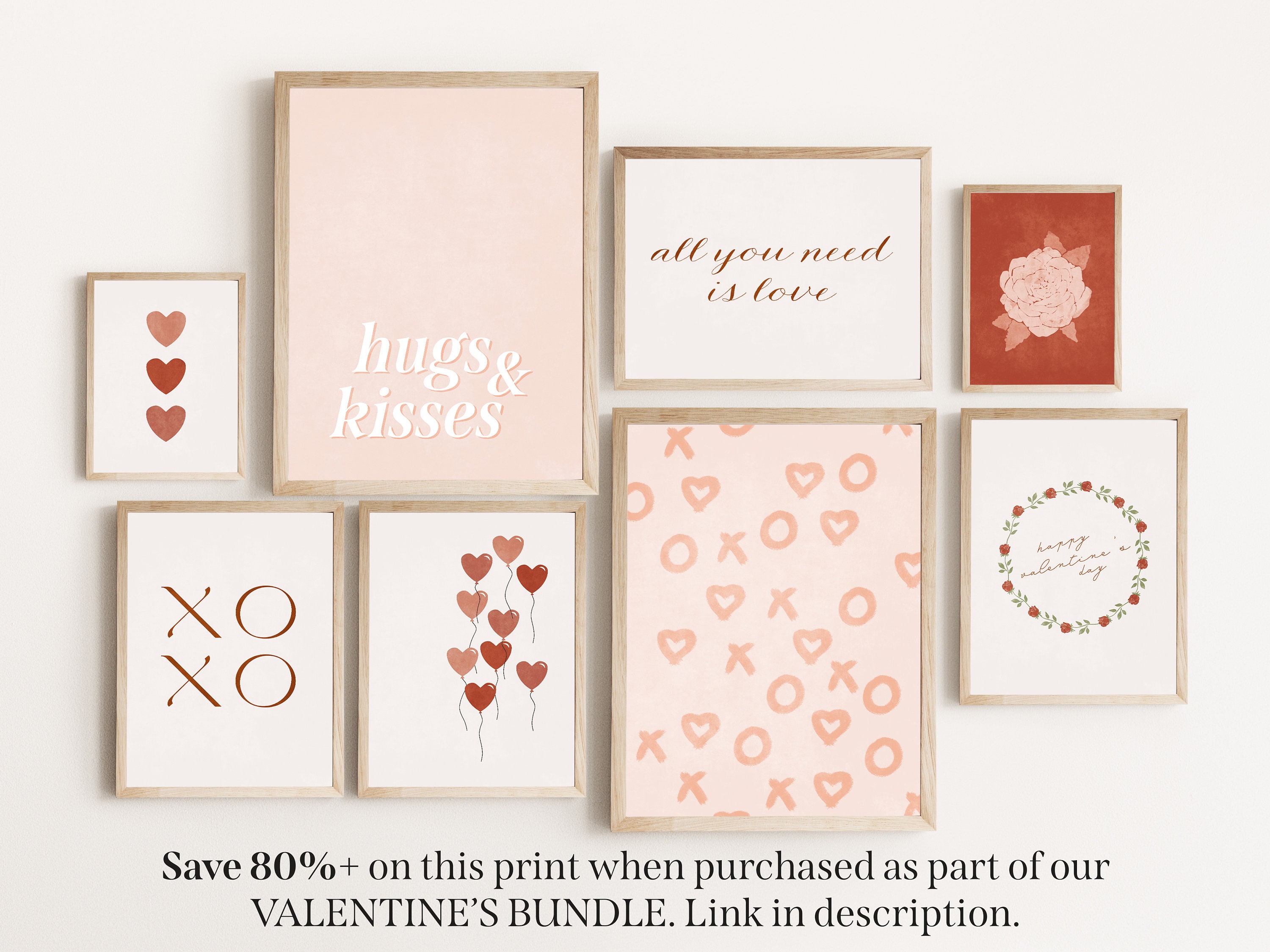 PRINTABLE Happy Valentines Day Art Print, Valentines Day Wall Art, Rose ...