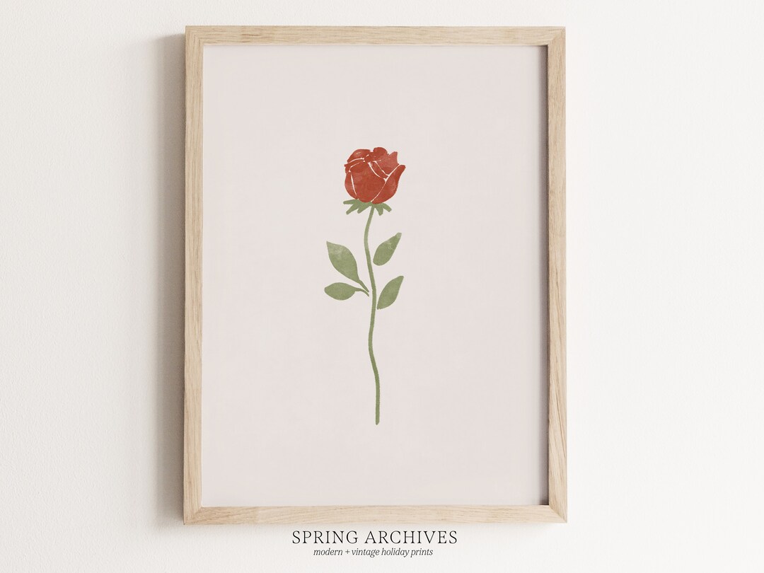 PRINTABLE Rose Art Print, Valentines Day Wall Art, Scandi Valentines ...