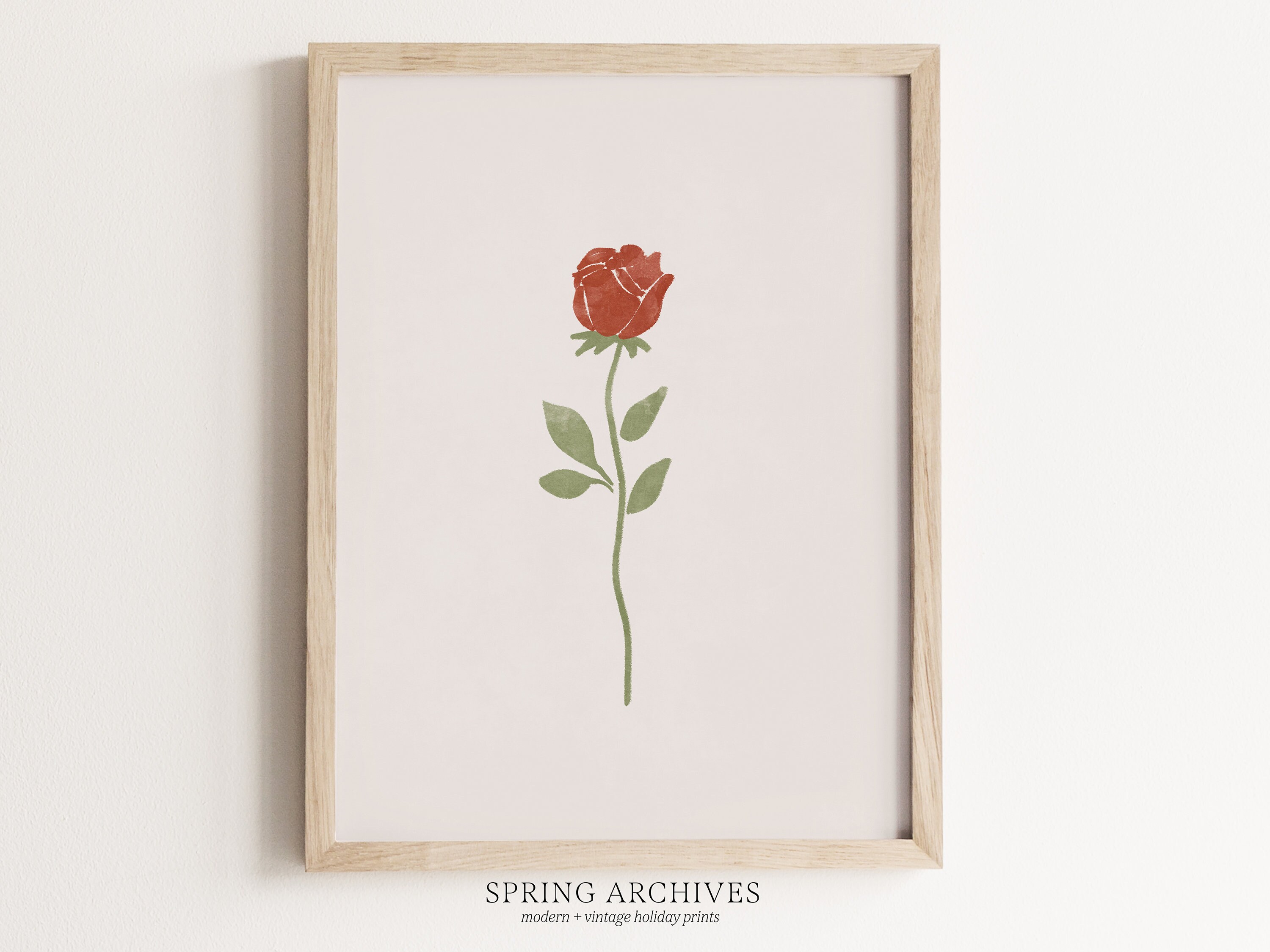 PRINTABLE Rose Art Print Valentines Day Wall Art Scandi - Etsy