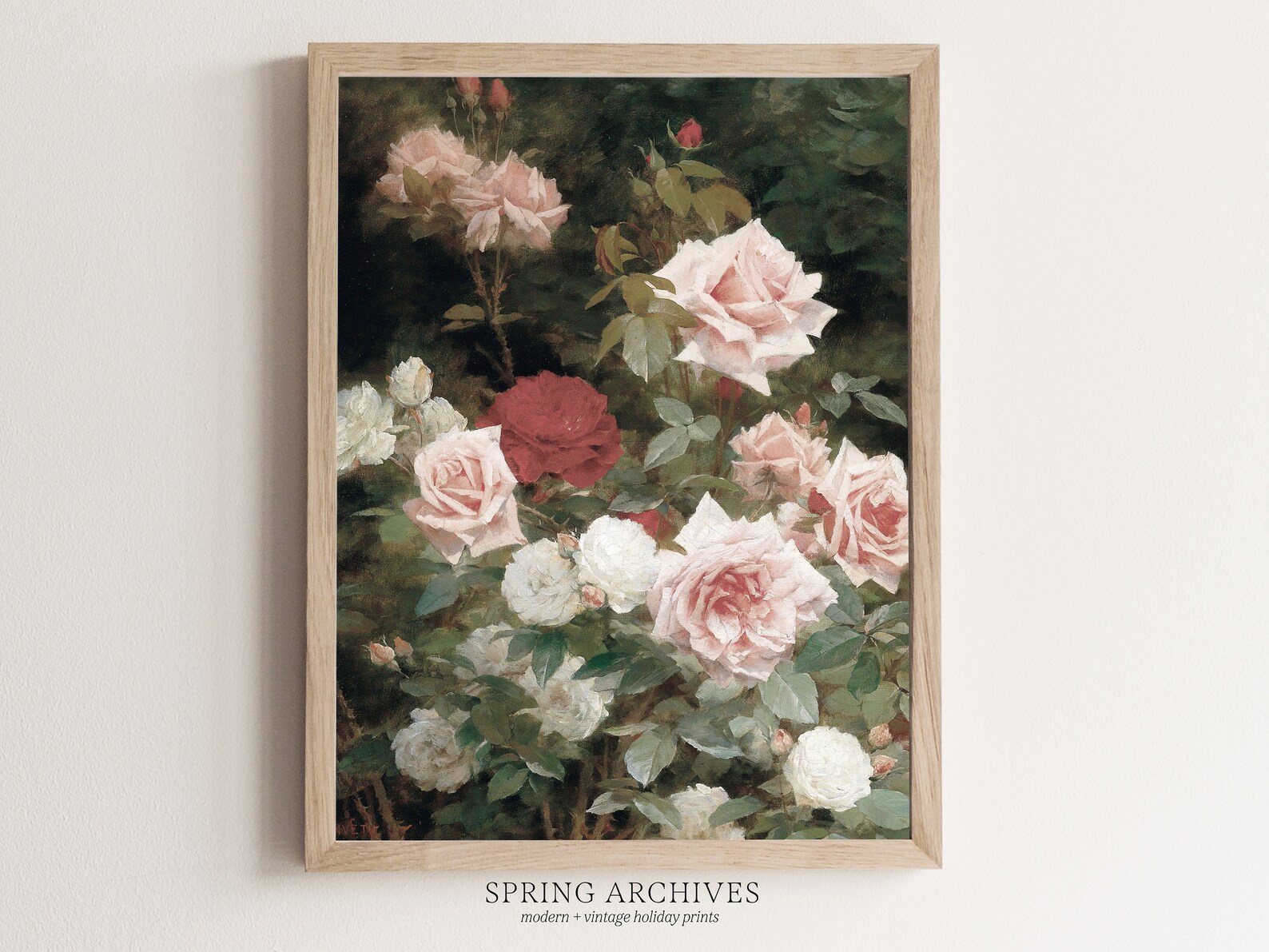 PRINTABLE Vintage Roses Painting Art Print, Valentines Day Wall Art ...