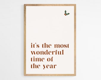 PRINTABLE Most Wonderful Time of the Year Christmas Home Decor Festive Aesthetic Print At Home Instant Download Wall Art Xmas Prints