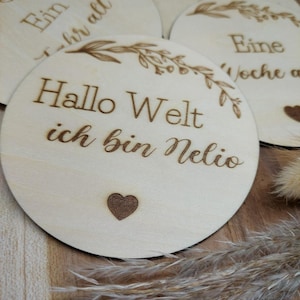 Meilensteinkarten Baby, Erstes Babyjahr, personalisierte Meilensteinkarten, Meilensteinkarten aus Holz, Meilensteine Baby, Meilenscheiben