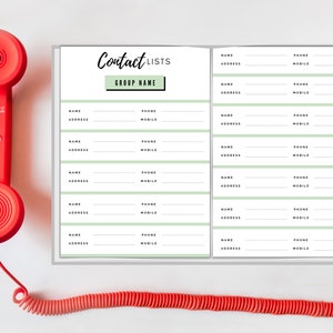 Printable Contact List, Print at Home Address Book Insert, Simple A4 ...