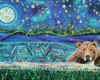 Original mixed media Painting. "Guardian of the Child's Dream".