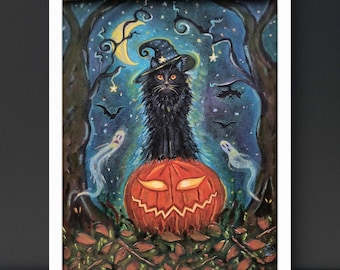 Paper print "Pumpkin Familiar"|Halloween 8x10 wall art