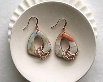 Showgirl Clay Dangle Earrings | Mint Green Orange Earrings | T Swift Fan Earring | Lightweight Polymer Clay Earring