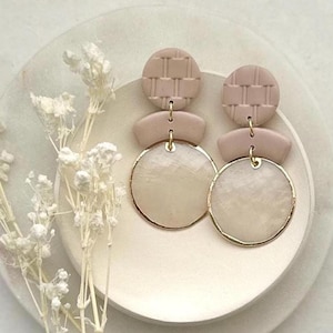 Translucent Shell Neutral Clay Earrings | Summer Beach Earrings | Minimalist Earrings | Lightweight Polymer Clay Earrings