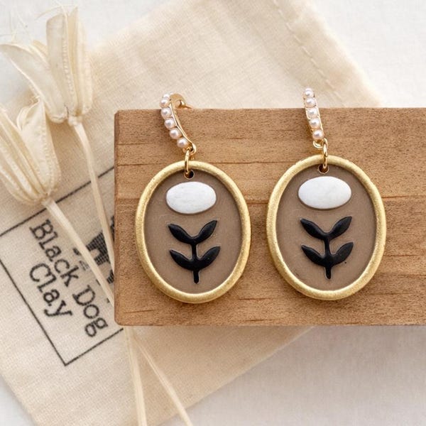 Small Folk Flower Clay Earrings | Cottagecore Earrings | Boho Dangle Clay Earrings | Lightweight Polymer Clay Earrings