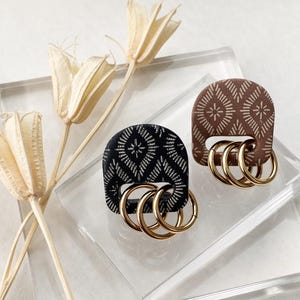 Oversized Stud Clay Earrings | Gold Ring Earrings | Boho Clay Earrings | Lightweight Statement Earring | Polymer Clay Stud Earring