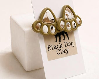 Dalmatian Jasper Faux Stone Stud Clay Earrings | Modern Organic Earrings | Statement Oversized Stud Earrings | Polymer Clay Stud Earrings