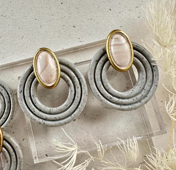 Oversized Granite Stone Stud Clay Earrings | Modern Clay Earrings | Statement Stud Earrings | Lightweight Polymer Clay Stud Earrings