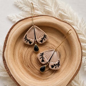 Neutral Moth Butterfly Clay Earrings | Cottagecore Earrings | Woodland Fairy Clay Earrings | Lightweight Polymer Clay Earrings