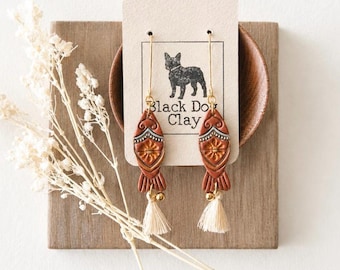 Boho Sardine Fish Clay Earrings | Tinned Fish Sardine Earrings | Coastal Nautical Jewelry | Lightweight Polymer Clay Dangle Earrings