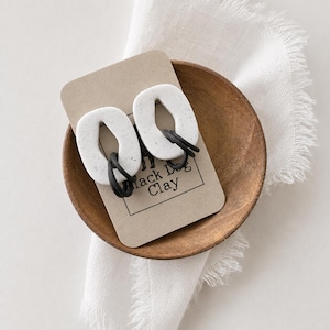 Oversized Black Ring Stud Clay Earrings | Modern Clay Earrings | Statement Stud Earrings | Lightweight Polymer Clay Stud Earrings