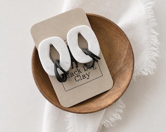 Oversized Black Ring Stud Clay Earrings | Modern Clay Earrings | Statement Stud Earrings | Lightweight Polymer Clay Stud Earrings